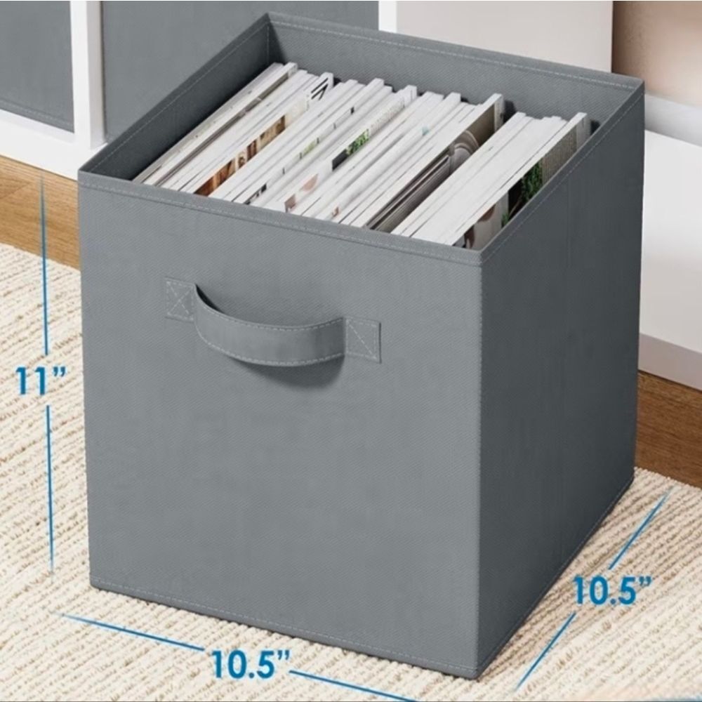 🔸️Gray Canvas Dual Handle Collapsible Storage Bin Set of 4 - Picture 6 of 12
